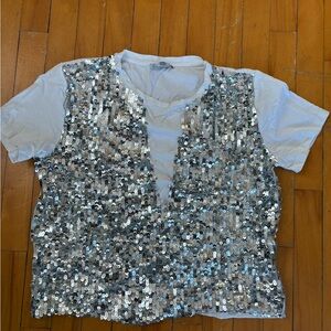 Zara cropped Sequin t-shirt